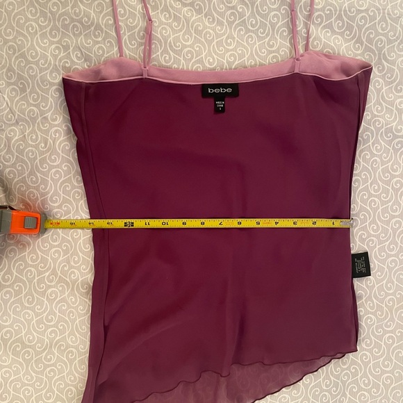 S bebe tiered ruffle chiffon spaghetti purple top - Picture 12 of 14